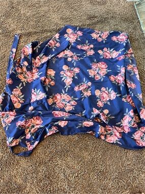 Live 4 Truth Floral Wrap Skirt – Navy Blue & Pink Boho Midi (Made in India)